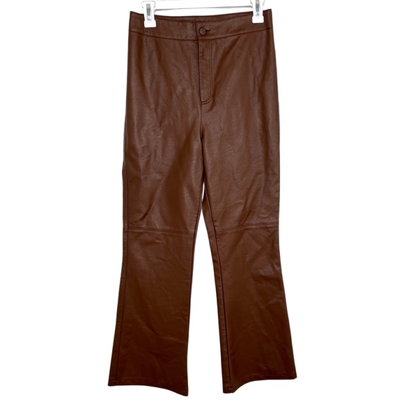 ❌SOLD❌ Free People | Sasha Vegan Kick Flare Pants; Faux Leather; Brown, Sz 6 - Picture 3 of 15